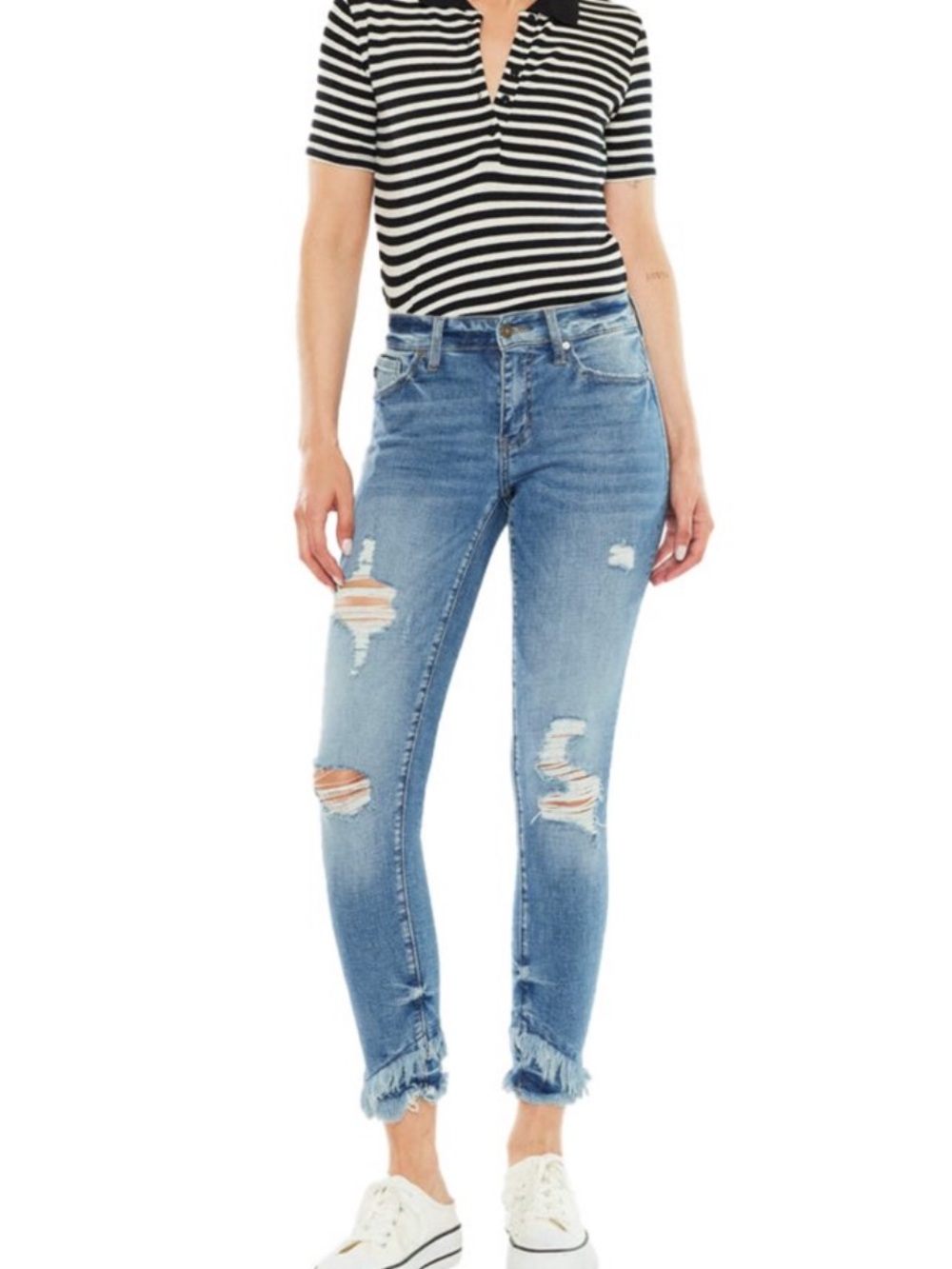 One Teaspoon Light Blue Distressed Ankle Jeans
